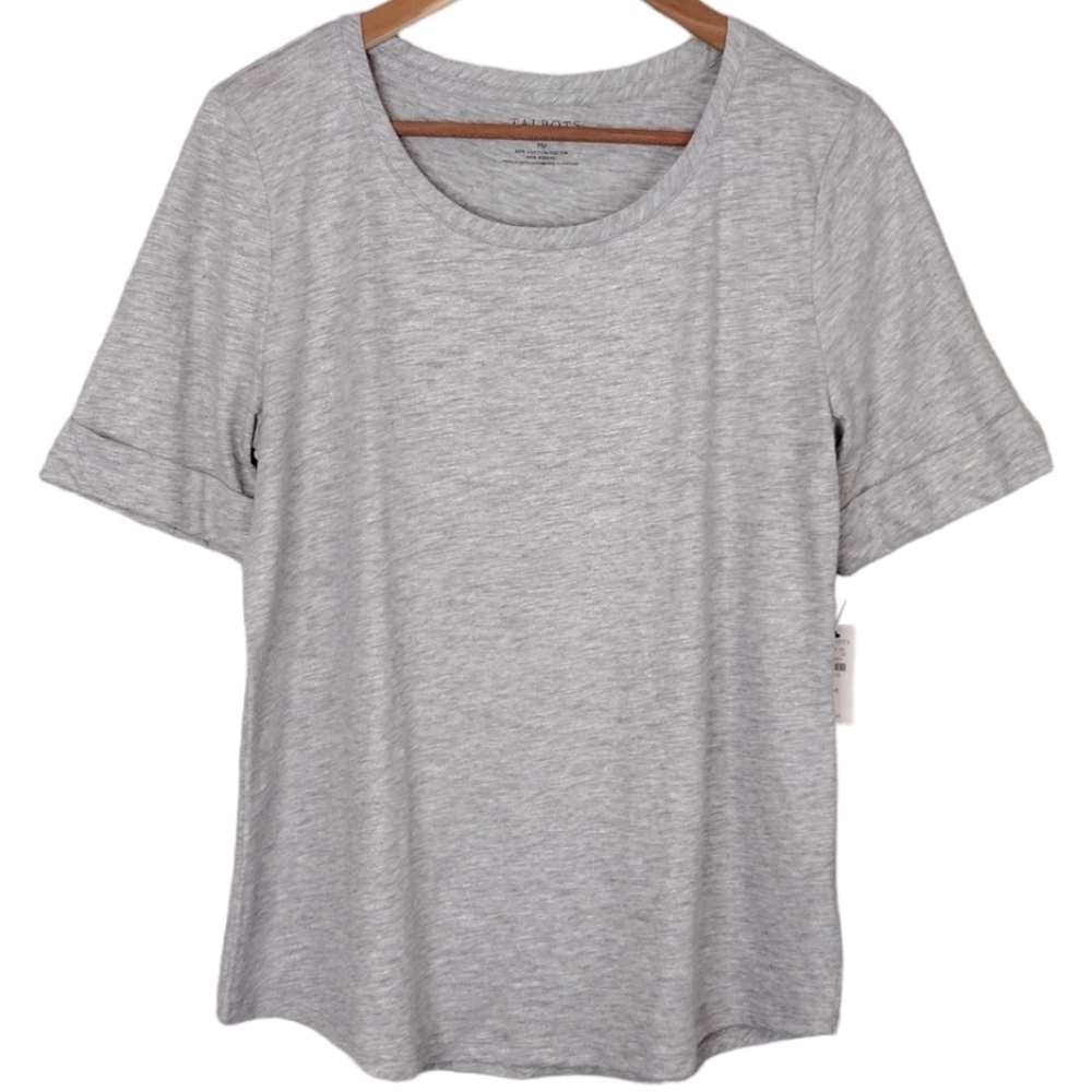 NWT Talbots Petite Women's Metallic Summer Pullover Short Sleeve Tee Size MP